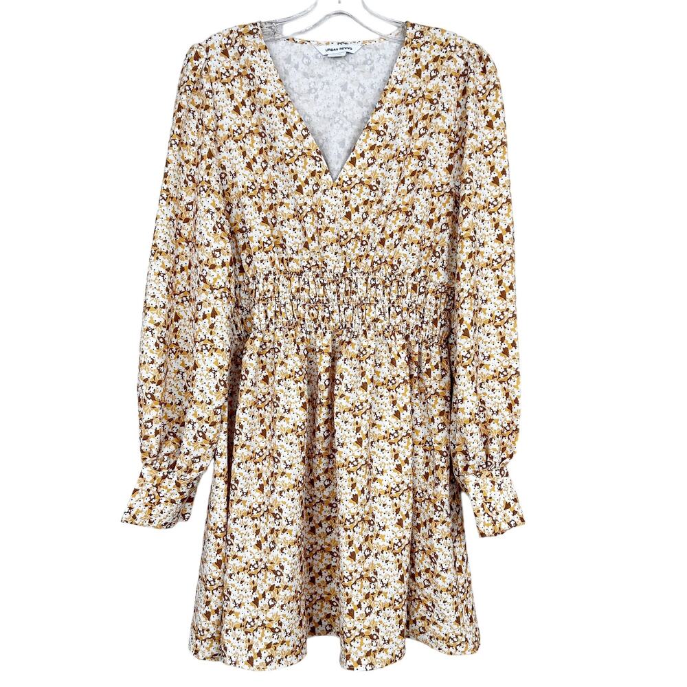 Urban Revivo Yellow Floral Long Sleeve Dress Sz 10